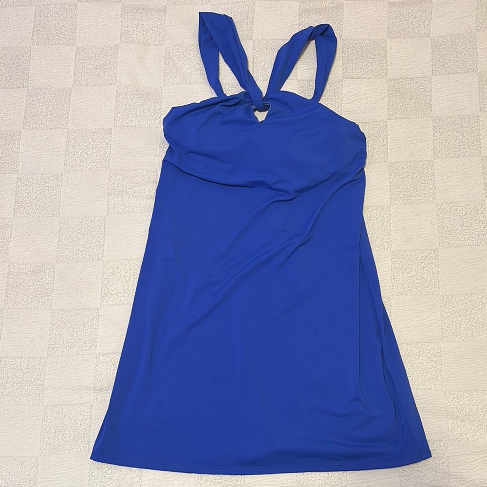 Athleta Swim One Piece Blue Halter Dress